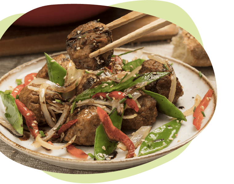 Albondigas veggie wok con Veggie Bites