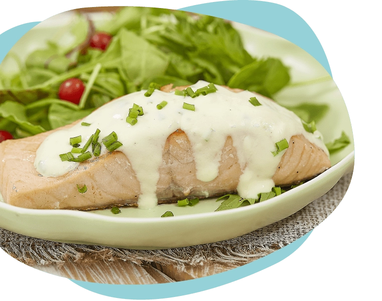Salmón natural con salsa de yogur griego en Recetas Pietrán