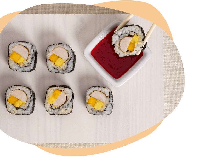 Sushi con salchicha de pavo